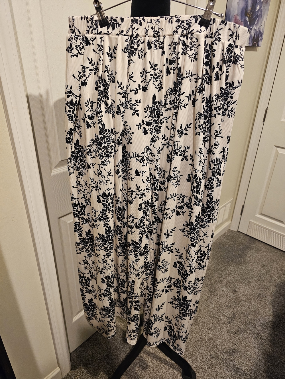 Cider Black Floral Print Maxi Skirt on White